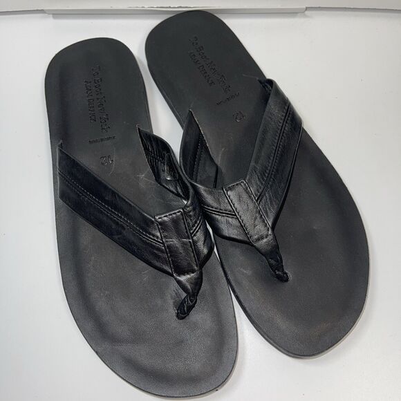 To Boot New York Limon Leather Flip Flop In Black Sz 12 New W/O Tag - Picture 2 of 11